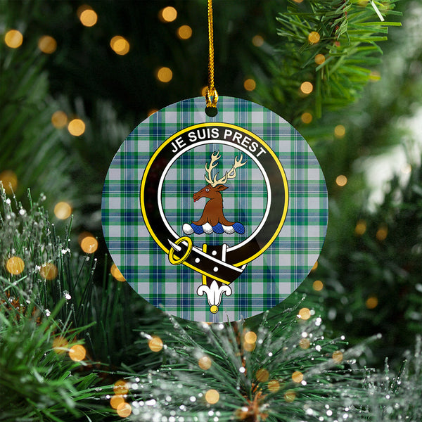 Fraser Arisaid Green Clan Badge Tartan Plastic Christmas Ornaments