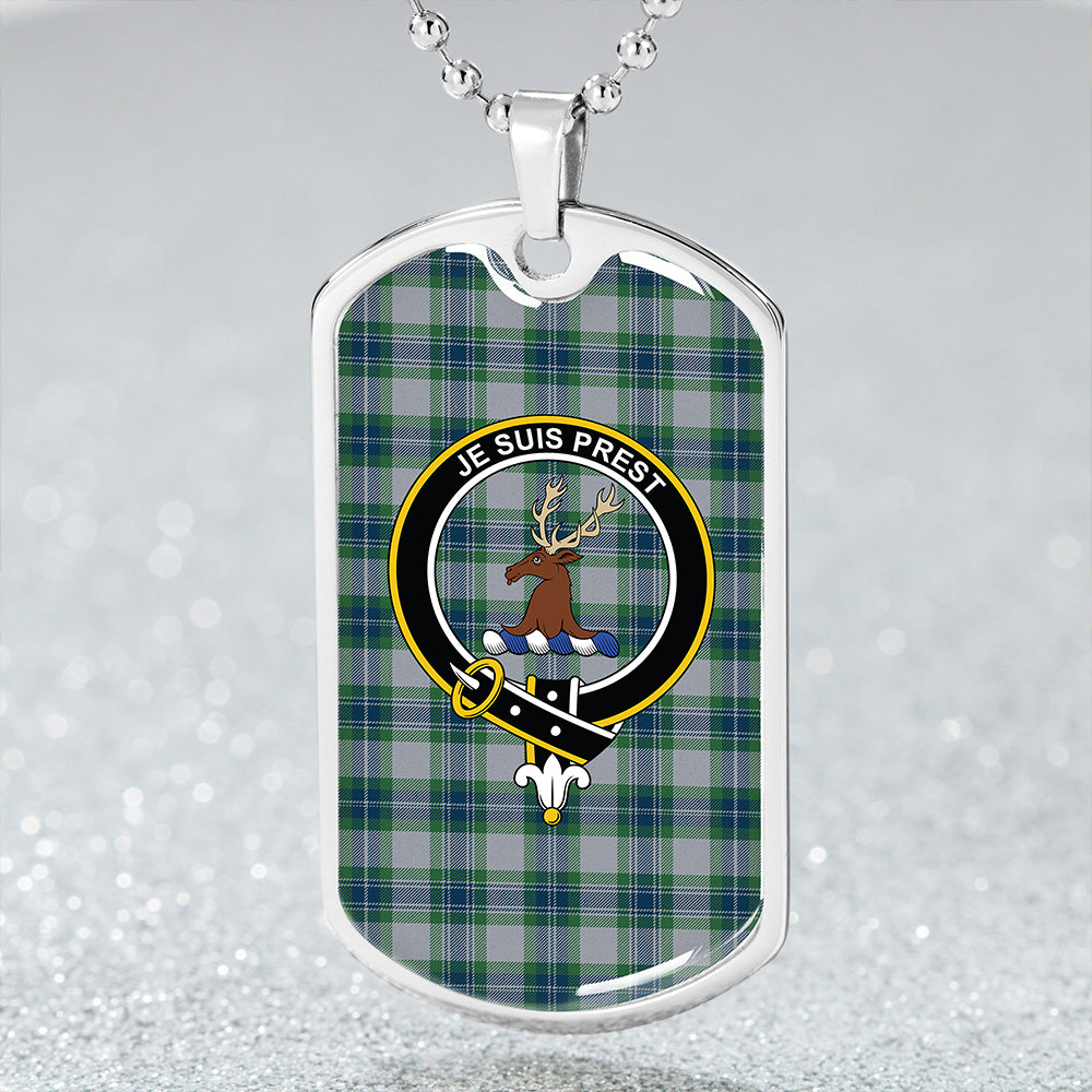 Fraser Arisaid Green Clan Badge Classic Tartan Dog Tag Necklace