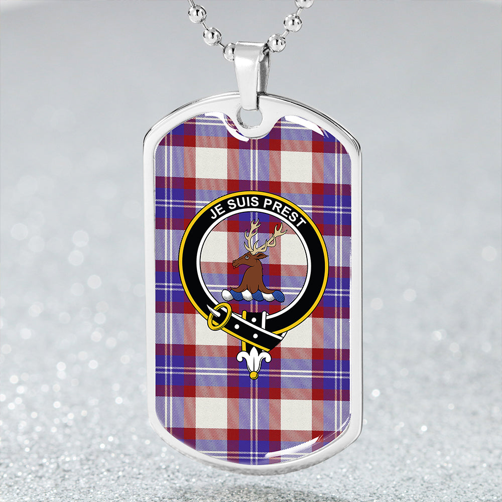 Fraser Arisaid Red Clan Badge Classic Tartan Dog Tag Necklace