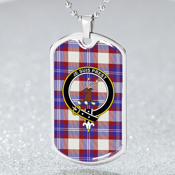 Fraser Arisaid Red Clan Badge Classic Tartan Dog Tag Necklace