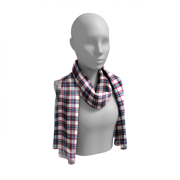 Fraser Arisaid Wine/Blue Modern Tartan Classic Silk Habotai Long Scarf