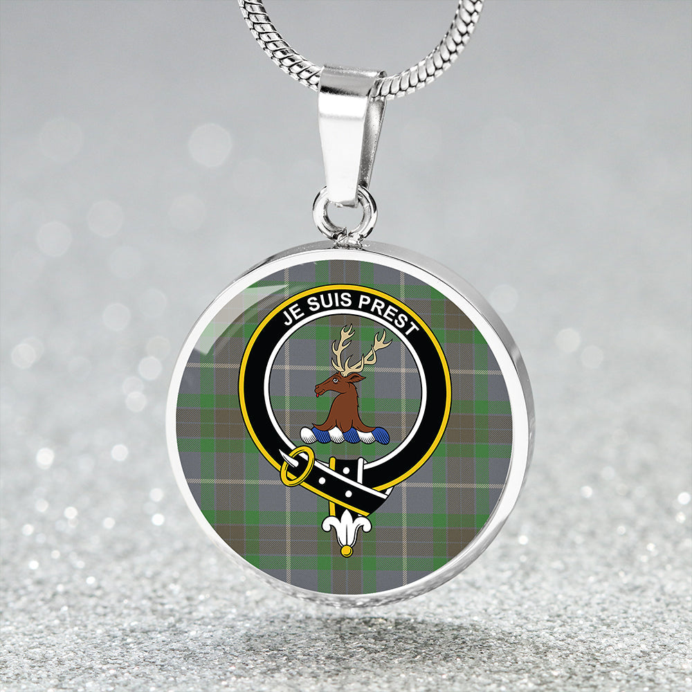 Fraser Green Ancient Clan Badge Tartan Classic Circle Necklace