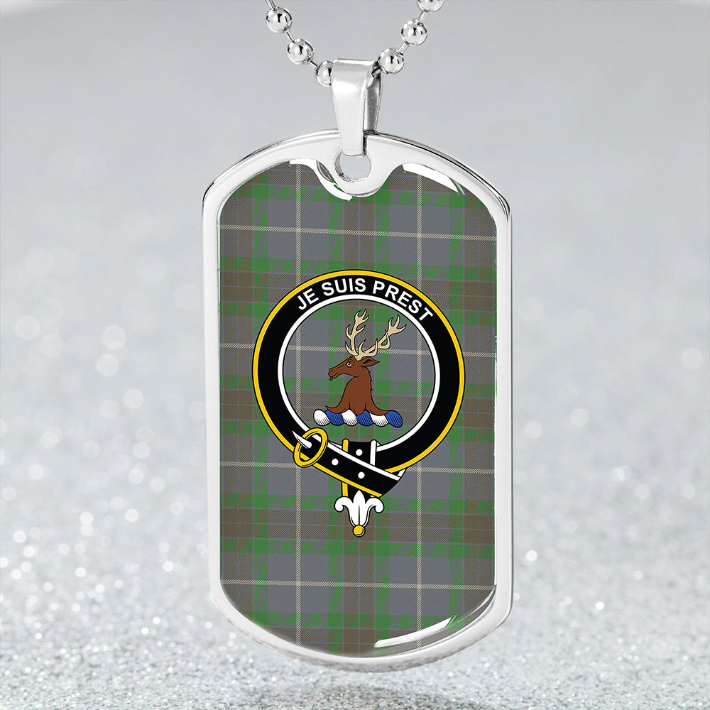 Fraser Green Ancient Clan Badge Classic Tartan Dog Tag Necklace