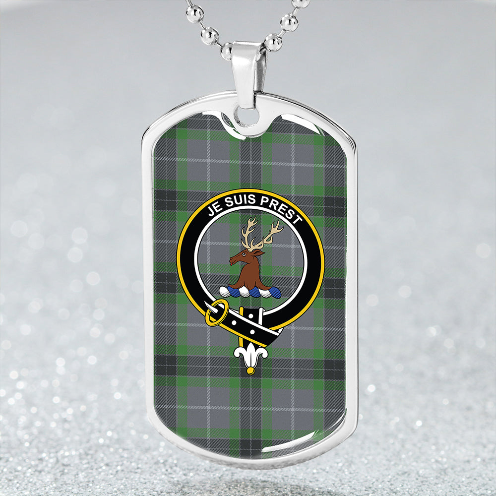 Fraser Green Modern Clan Badge Classic Tartan Dog Tag Necklace