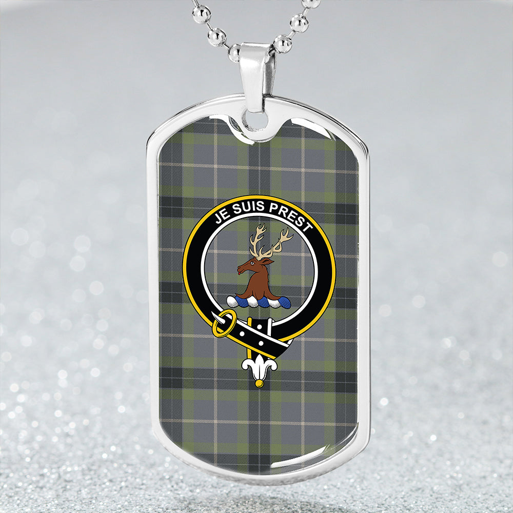 Fraser Green Weathered Clan Badge Classic Tartan Dog Tag Necklace