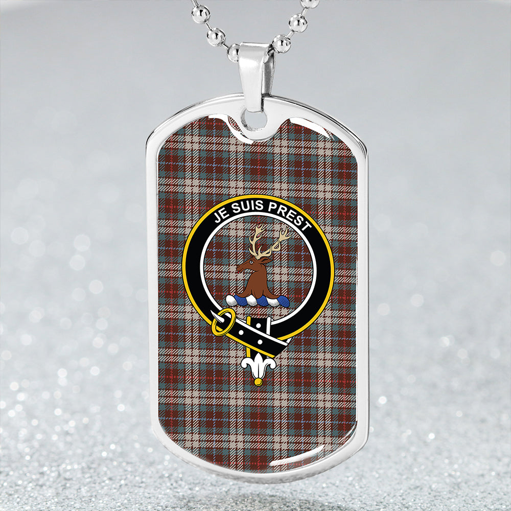 Fraser Hunting Dress Weathered Clan Badge Classic Tartan Dog Tag Necklace