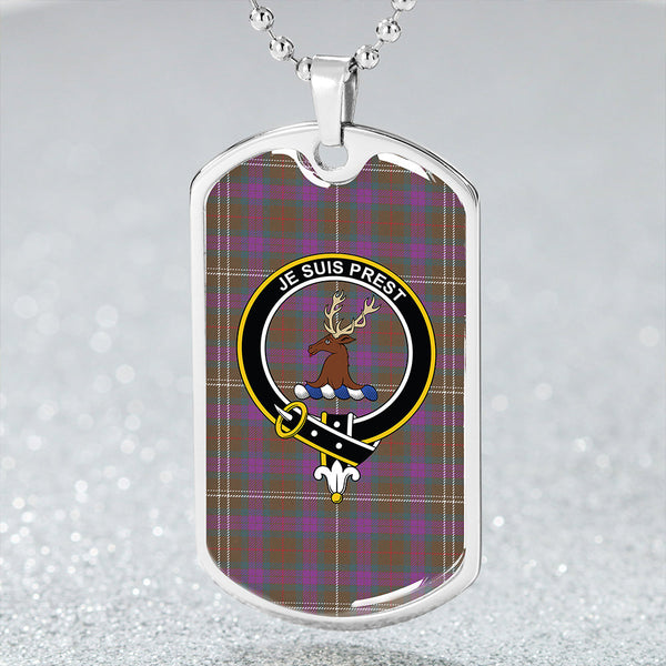 Fraser Hunting Weathered Clan Badge Classic Tartan Dog Tag Necklace