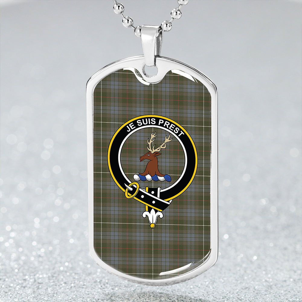 Fraser Hunting # 2 Ancient Clan Badge Classic Tartan Dog Tag Necklace