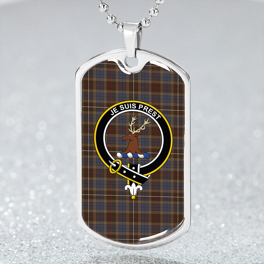 Fraser Hunting # 2 Modern Clan Badge Classic Tartan Dog Tag Necklace