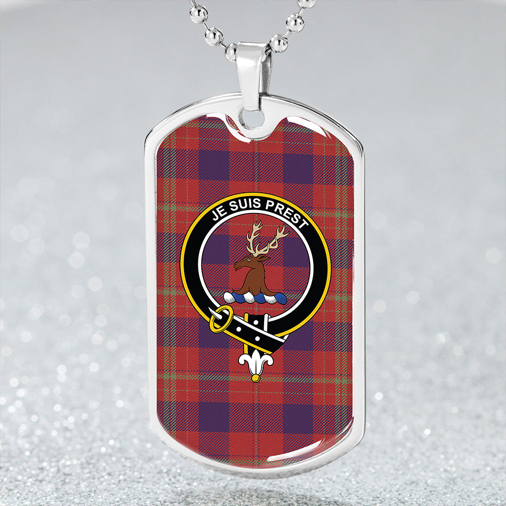 Fraser Isabella Weathered Clan Badge Classic Tartan Dog Tag Necklace