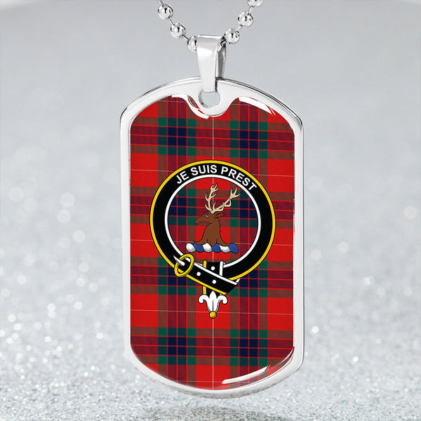 Fraser Modern Clan Badge Classic Tartan Dog Tag Necklace