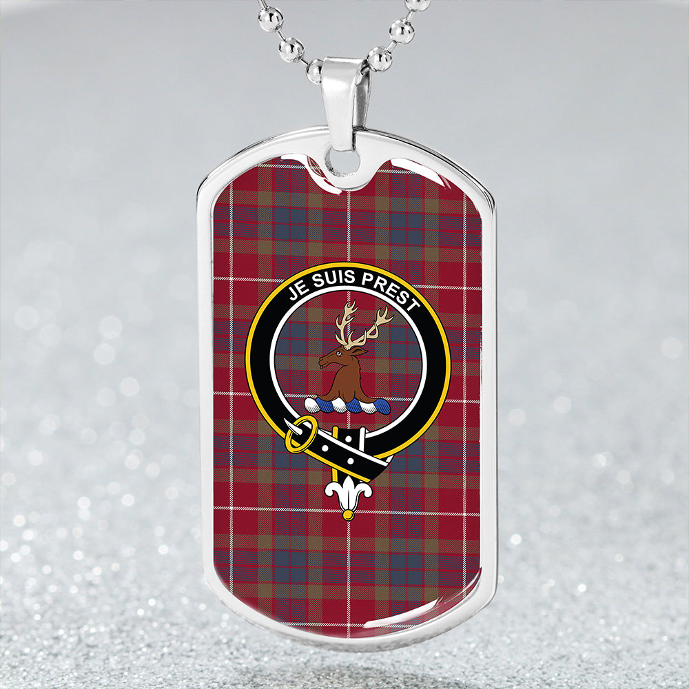 Fraser Red Modern Clan Badge Classic Tartan Dog Tag Necklace