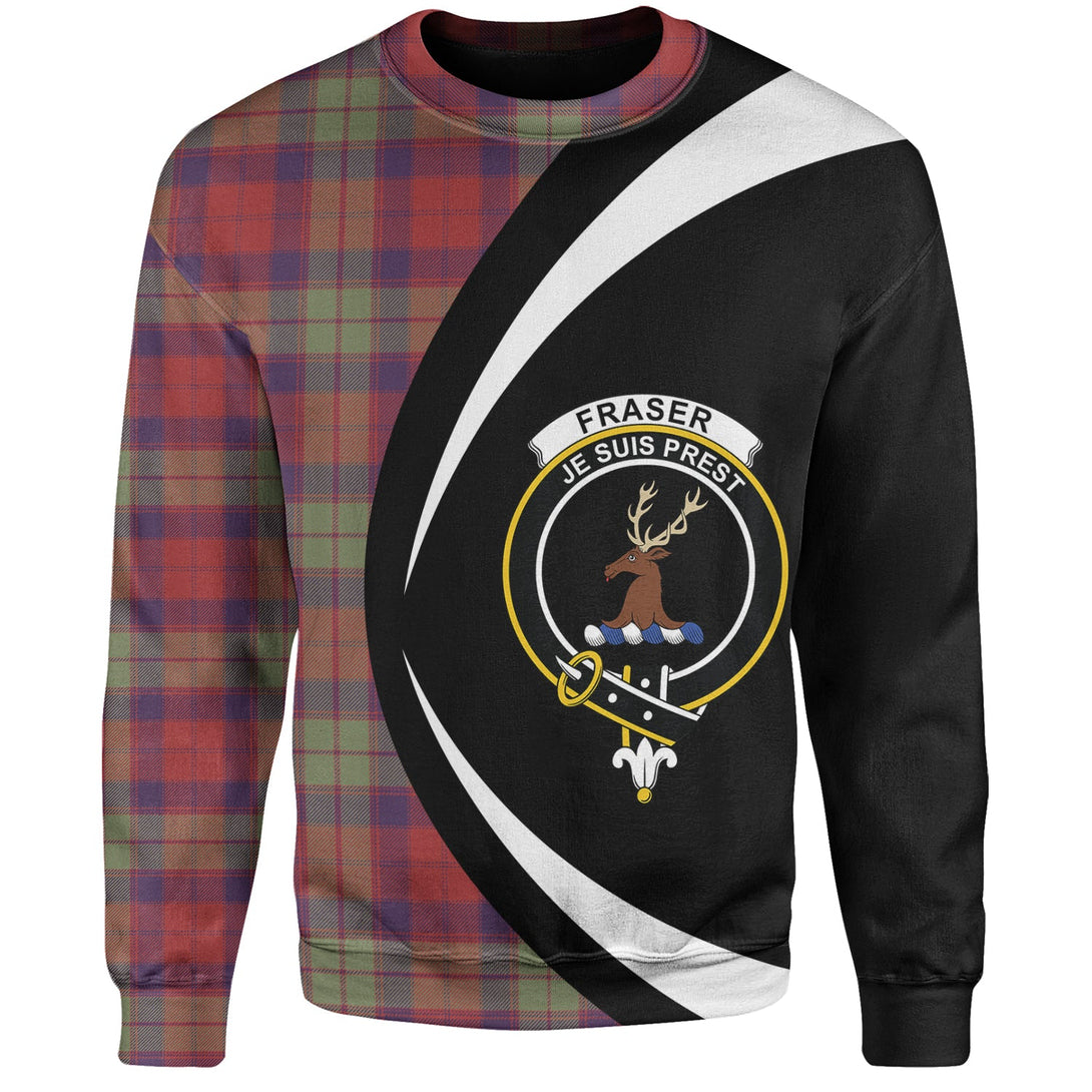 Fraser of Altyre Weathered Clan Badge Tartan Sweatshirt Circle Style Personalized