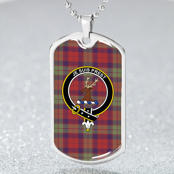 Fraser of Altyre Weathered Clan Badge Classic Tartan Dog Tag Necklace