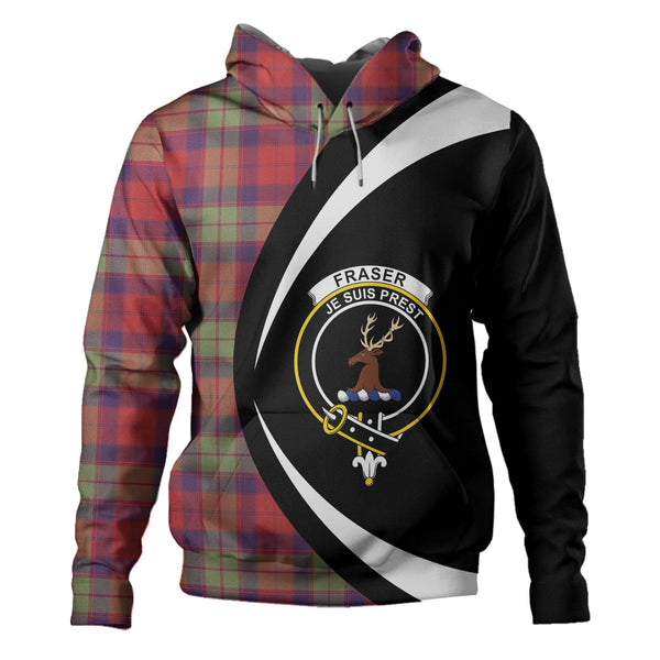 Fraser of Altyre Weathered Clan Badge Tartan Hoodie Circle Style