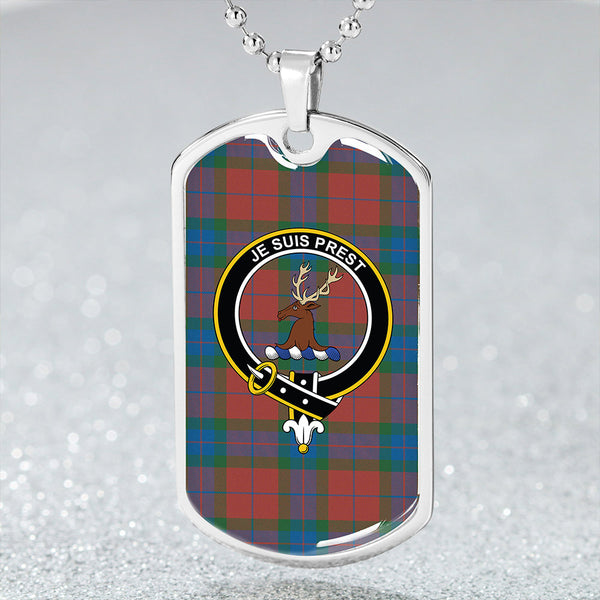 Fraser of Boblainy Hugh Ancient Clan Badge Classic Tartan Dog Tag Necklace