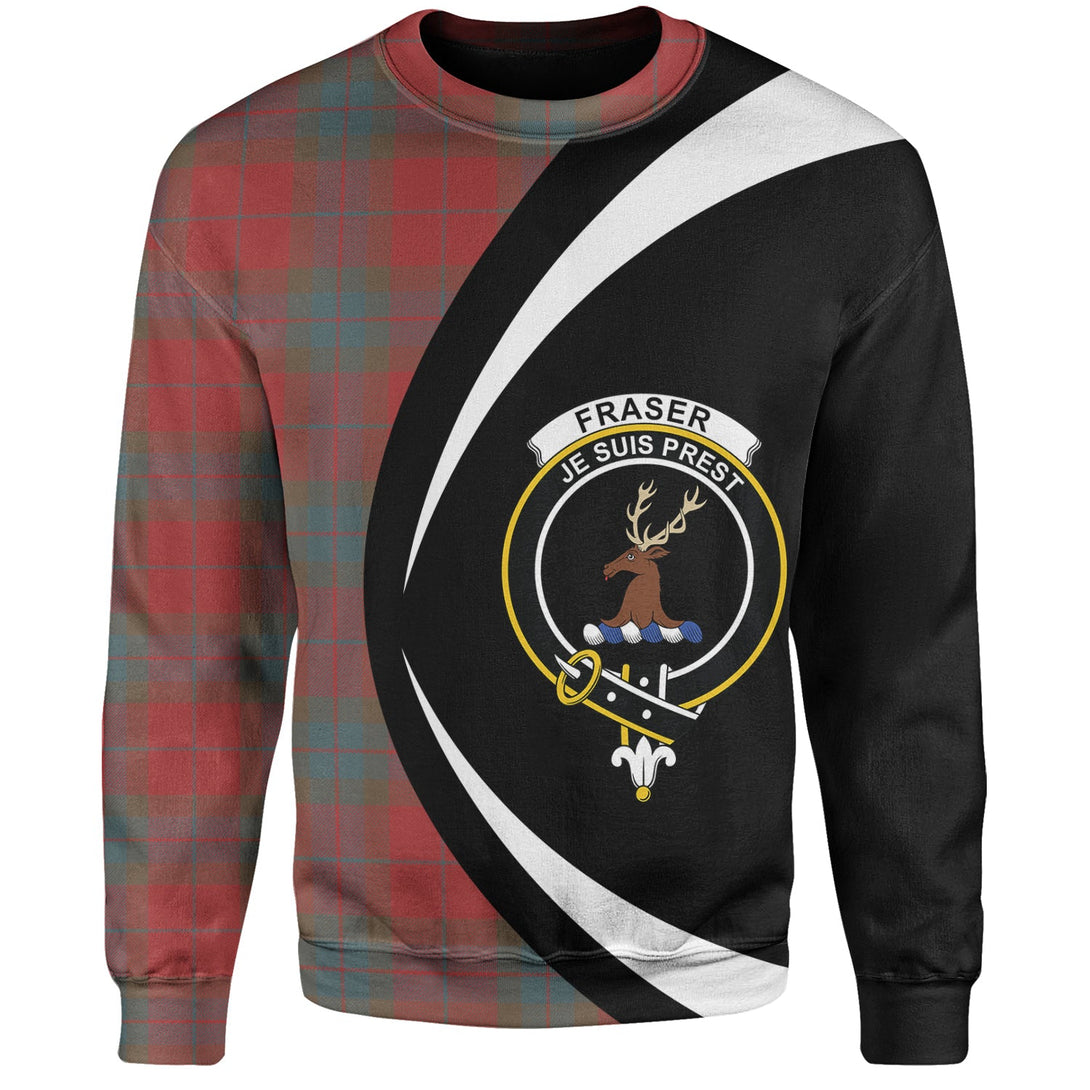 Fraser of Boblainy Hugh Weathered Clan Badge Tartan Sweatshirt Circle Style Personalized