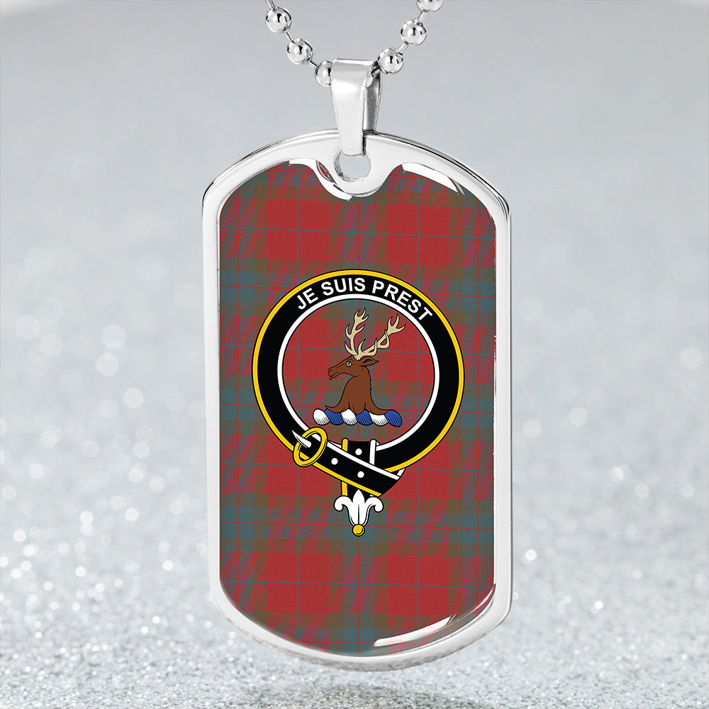 Fraser of Boblainy Hugh Weathered Clan Badge Classic Tartan Dog Tag Necklace