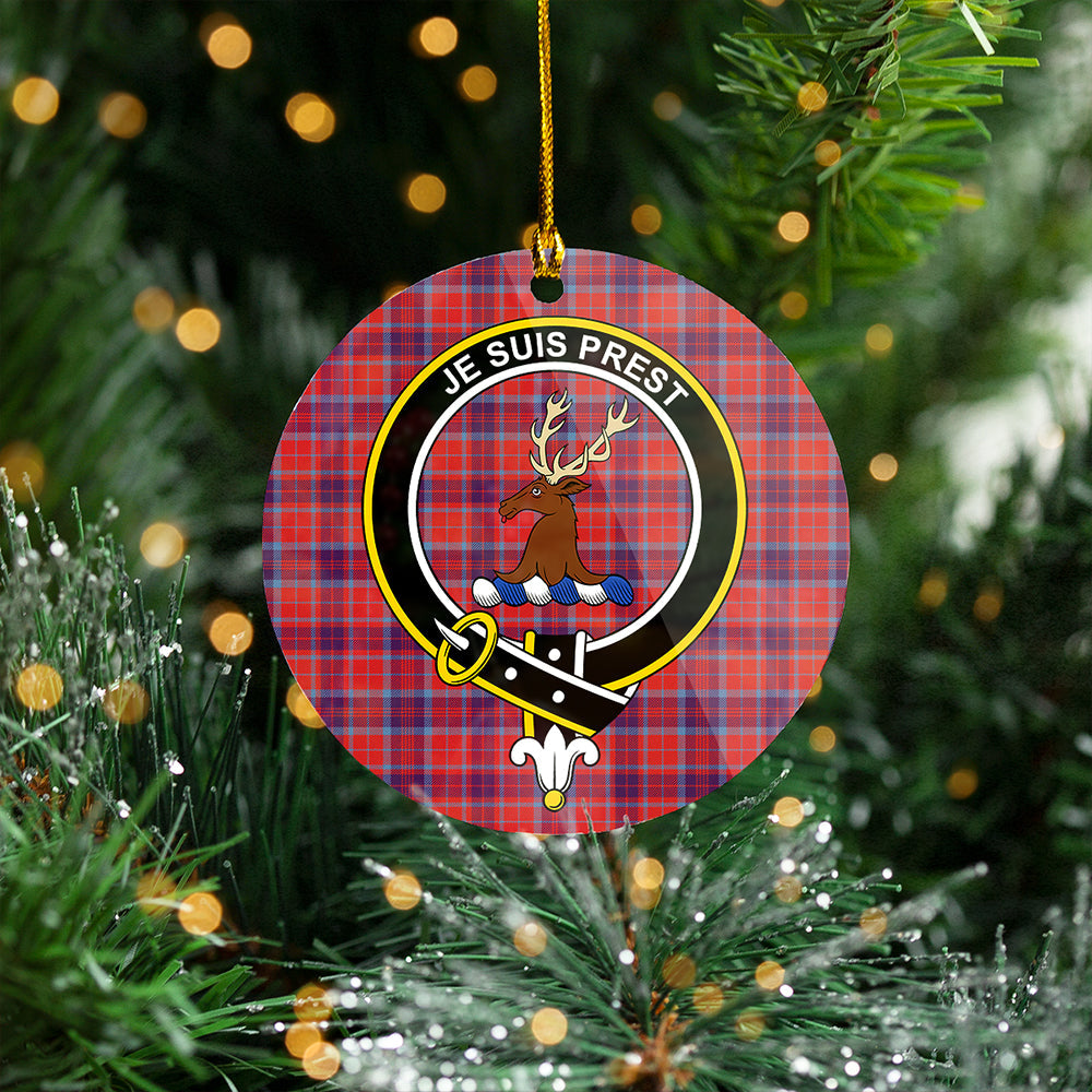 Fraser of Reelig Weathered Clan Badge Tartan Plastic Christmas Ornaments