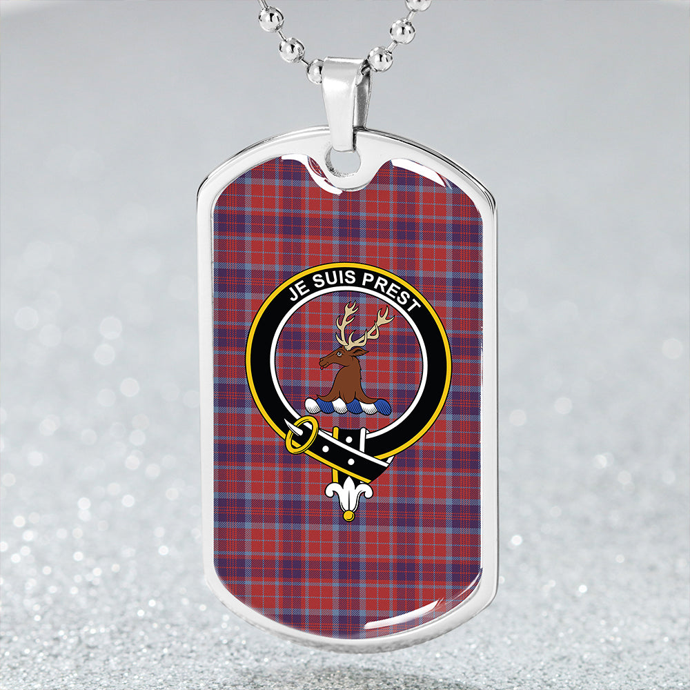 Fraser of Reelig Weathered Clan Badge Classic Tartan Dog Tag Necklace