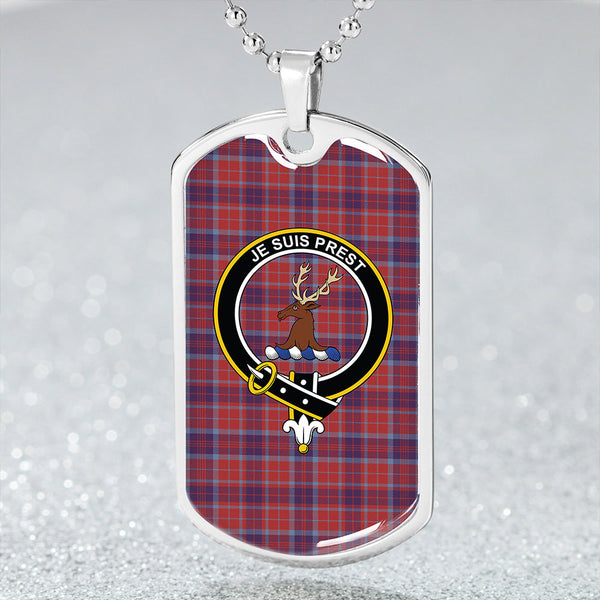 Fraser of Reelig Weathered Clan Badge Classic Tartan Dog Tag Necklace