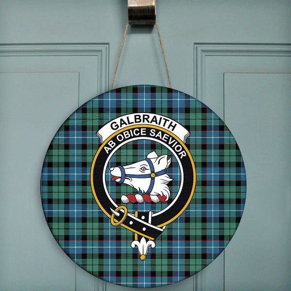 Galbraith Ancient Tartan Classic Crest Round Wooden Sign