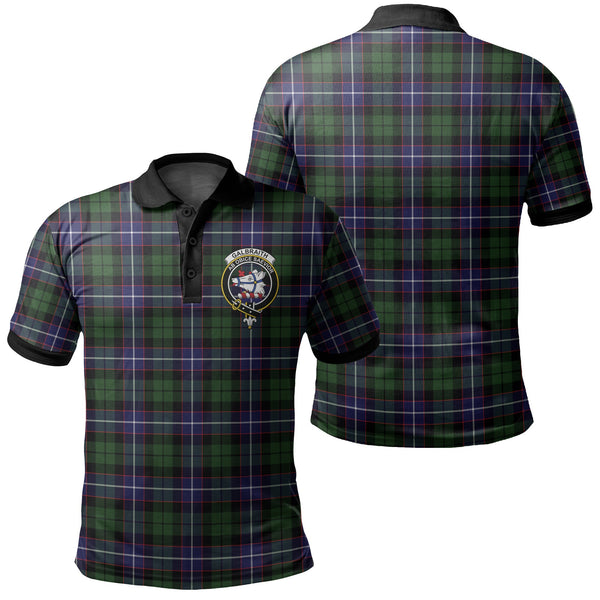 Galbraith Modern Tartan Crest Polo Shirt Black Neck 2 Style