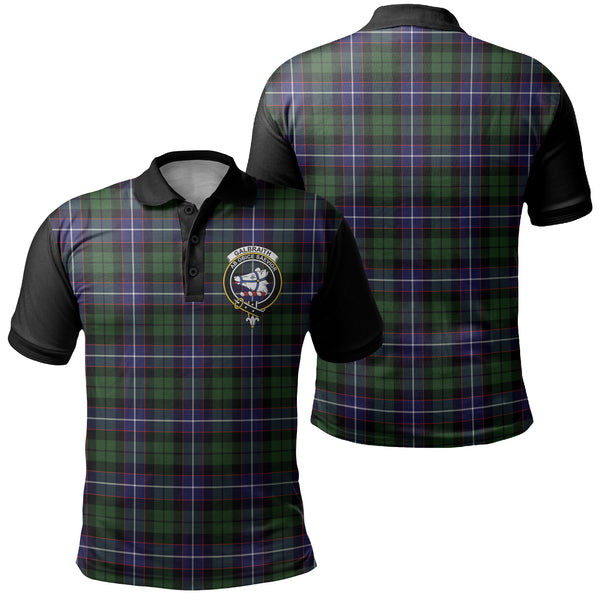 Galbraith Modern Tartan Crest Polo Shirt Black Neck 1 Style