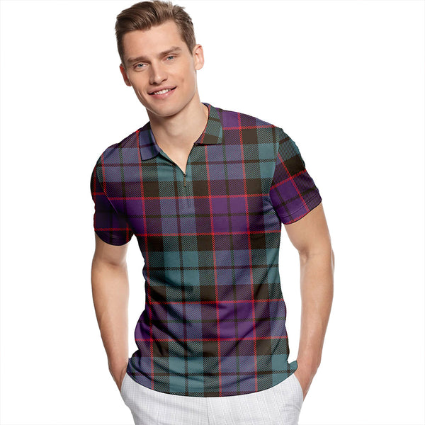 Gallamore Weathered Tartan Classic Lapel Zip Short Sleeve Polo