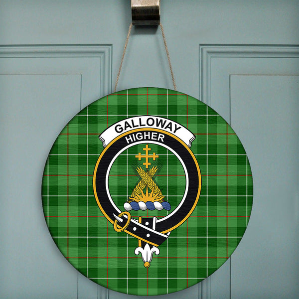 Galloway District Tartan Classic Crest Round Wooden Sign