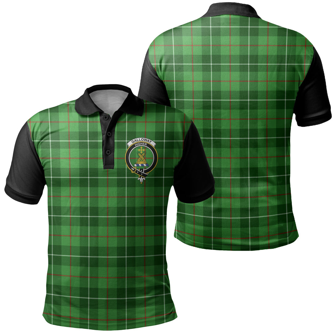 Galloway District Tartan Crest Polo Shirt Black Neck 1 Style