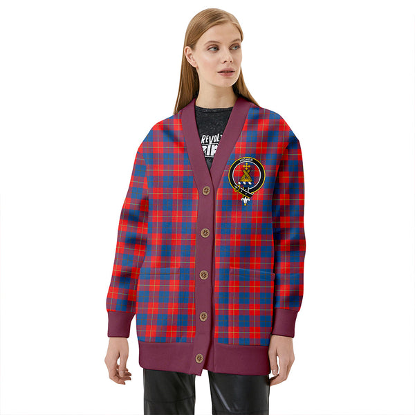 Galloway Red Clan Badge Tartan V-neck Cardigan