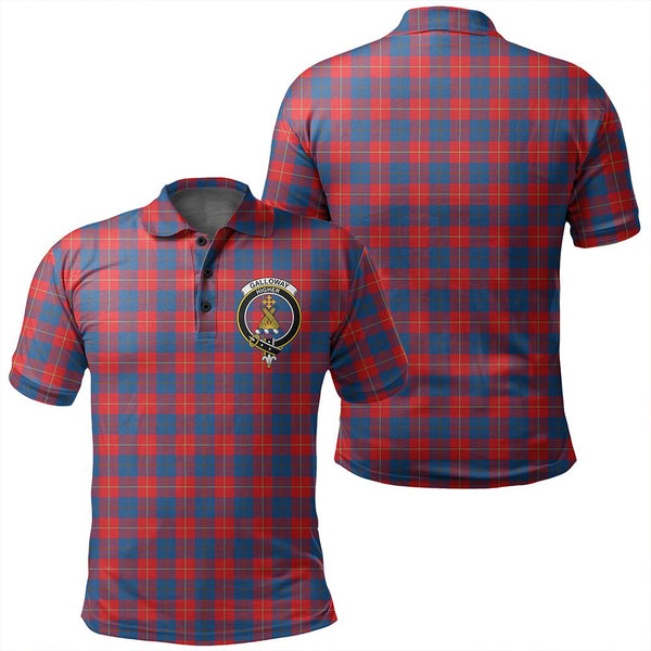 Galloway Red Tartan Classic Crest Polo Shirt