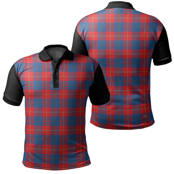 Galloway Red Tartan Classic Polo Shirt Black Neck 1 Style