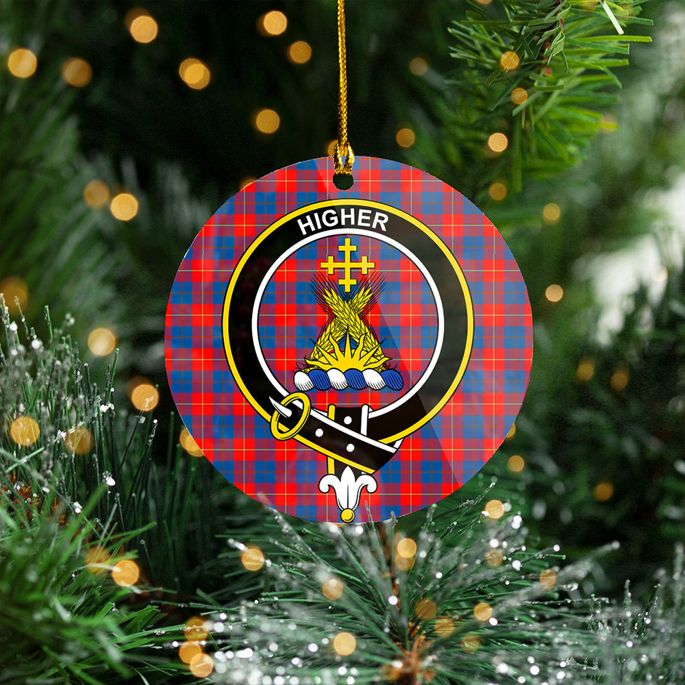 Galloway Red Clan Badge Tartan Plastic Christmas Ornaments