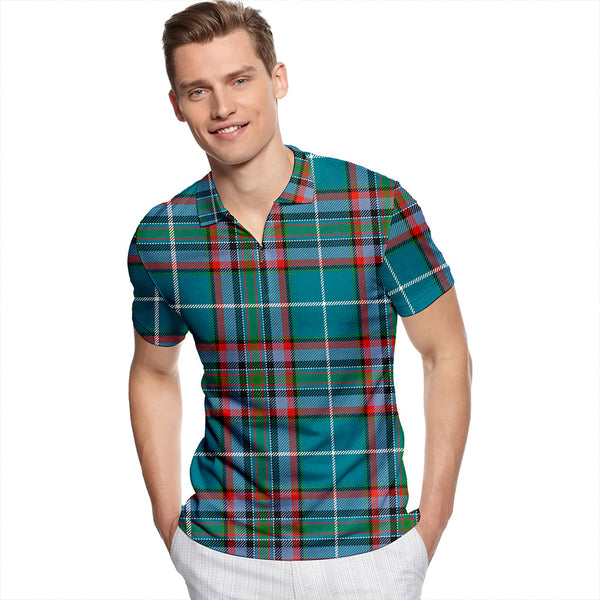 Gammell Dress Ancient Tartan Classic Lapel Zip Short Sleeve Polo