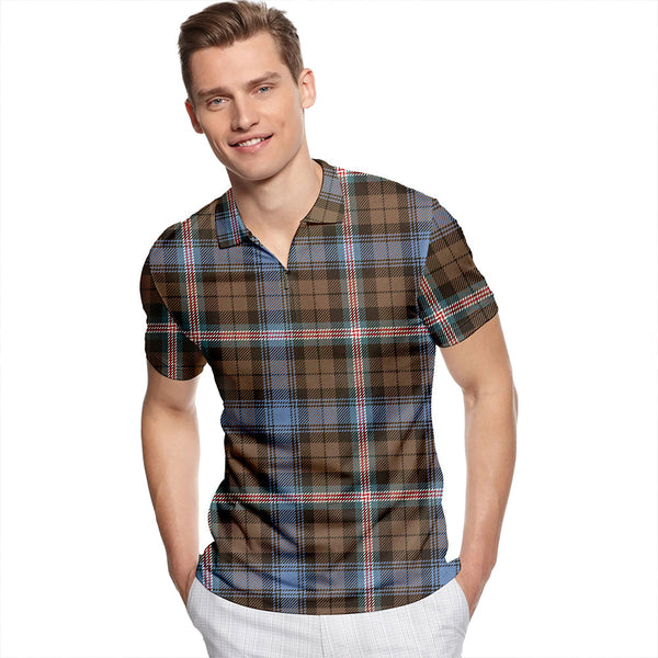 Gammell Weathered Tartan Classic Lapel Zip Short Sleeve Polo