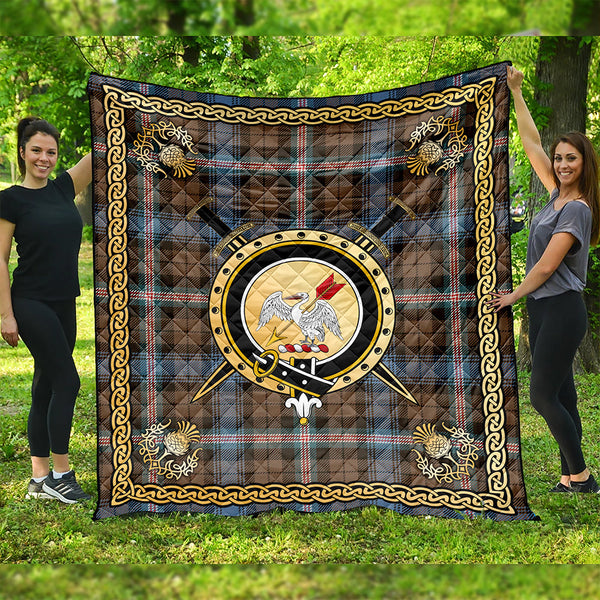 Gammell Weathered Clan Badge Tartan Premium Quilt Celtic Shield