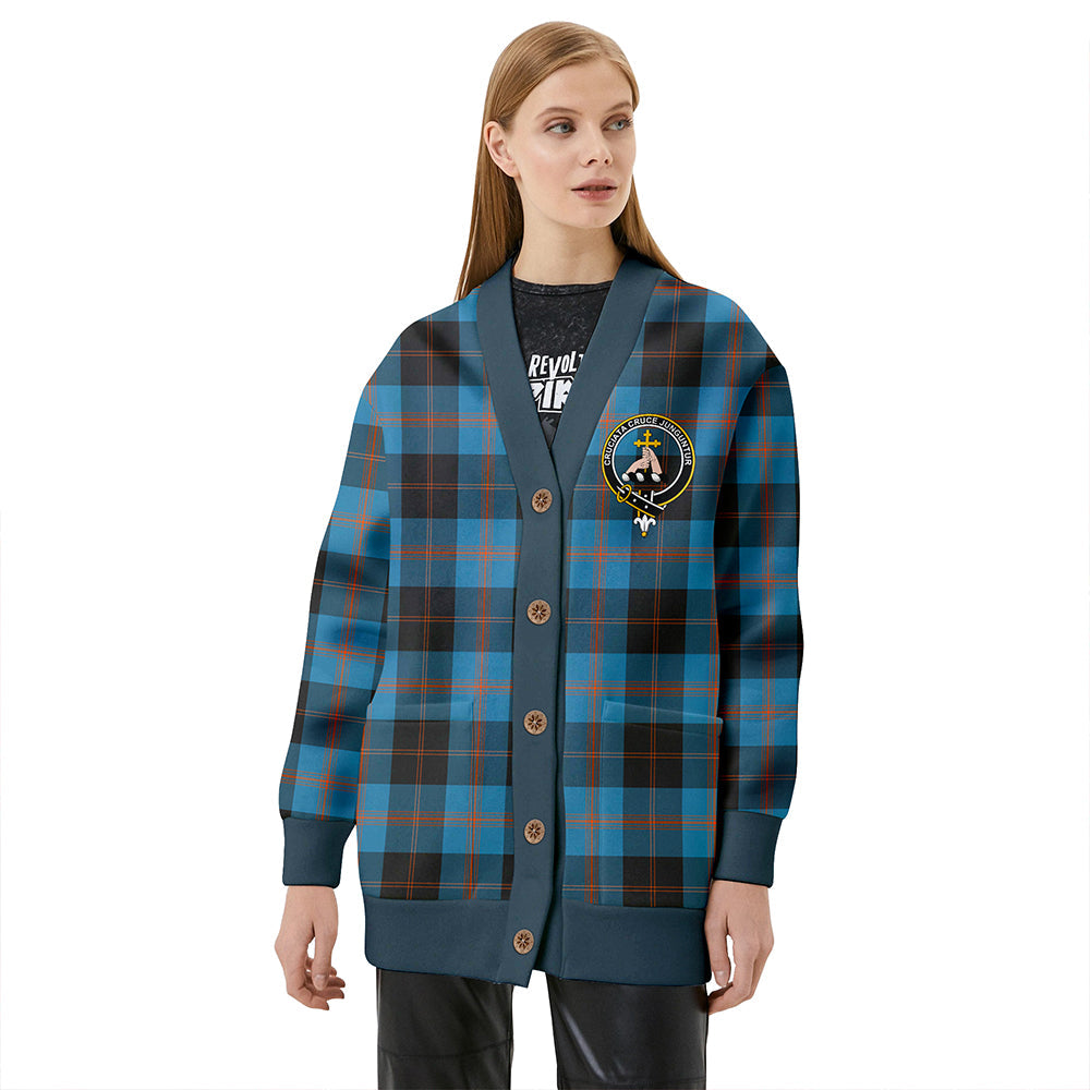 Garden Clan Badge Tartan V-neck Cardigan