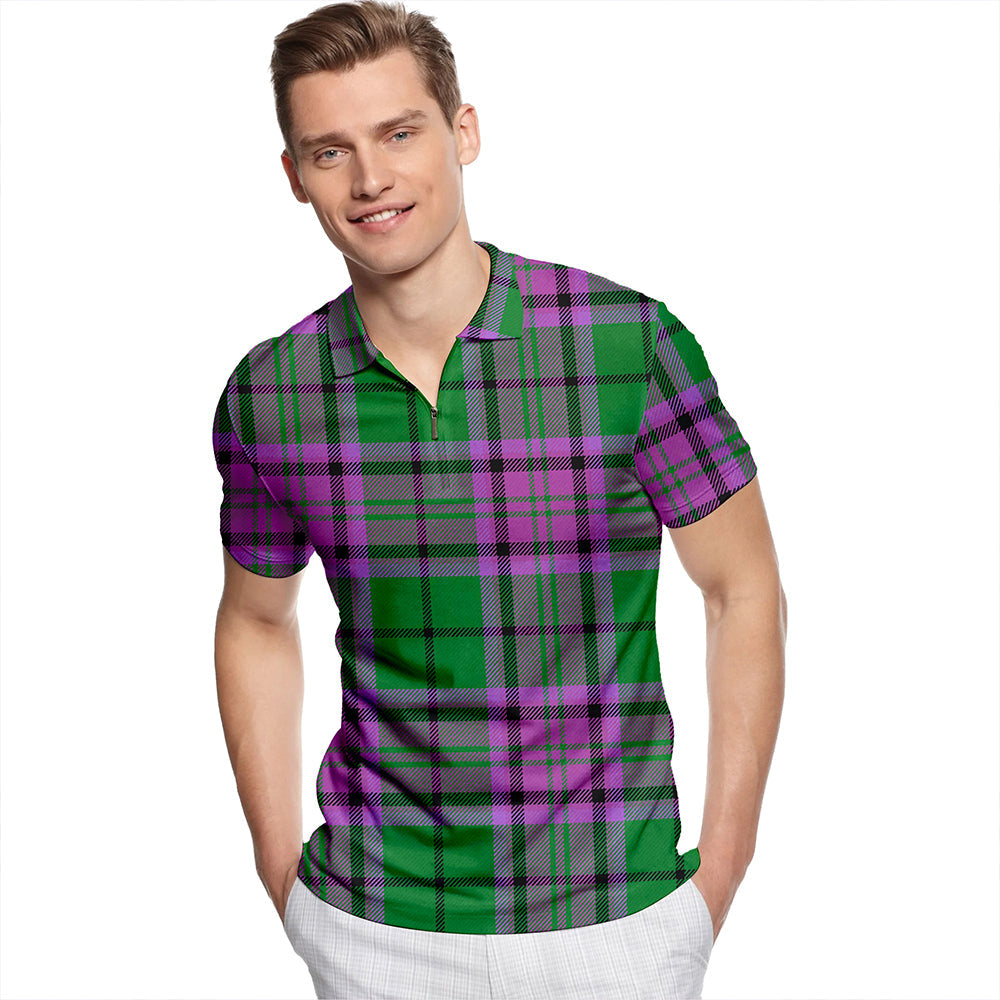 Gary Ancient Tartan Classic Lapel Zip Short Sleeve Polo