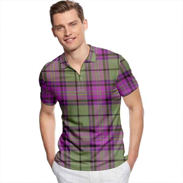 Gary Weathered Tartan Classic Lapel Zip Short Sleeve Polo