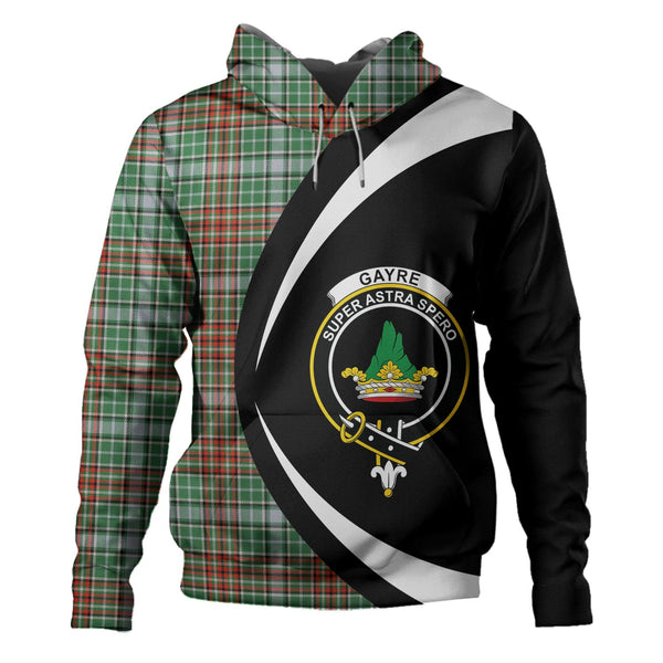 Gayre Ancient Clan Badge Tartan Hoodie Circle Style