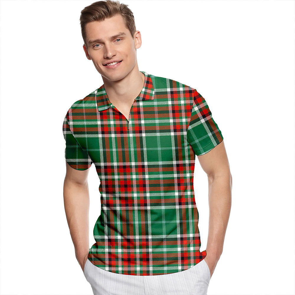 Gayre Bodyguard Ancient Tartan Classic Lapel Zip Short Sleeve Polo