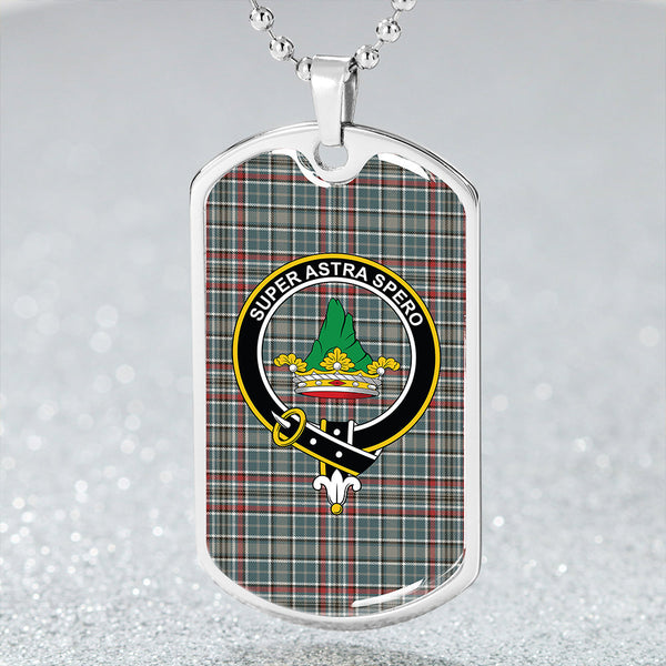 Gayre Dress Weathered Clan Badge Classic Tartan Dog Tag Necklace