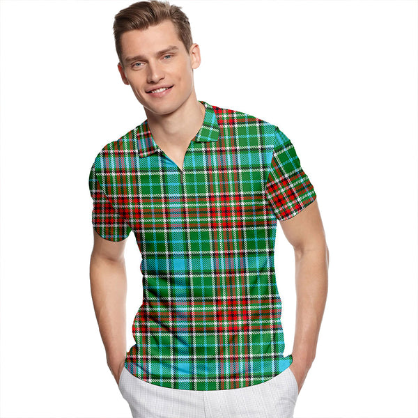 Gayre Modern Tartan Classic Lapel Zip Short Sleeve Polo