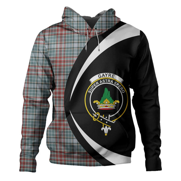 Gayre Weathered Clan Badge Tartan Hoodie Circle Style