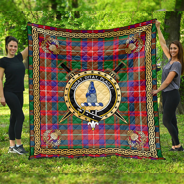 Geddes Ancient Clan Badge Tartan Premium Quilt Celtic Shield