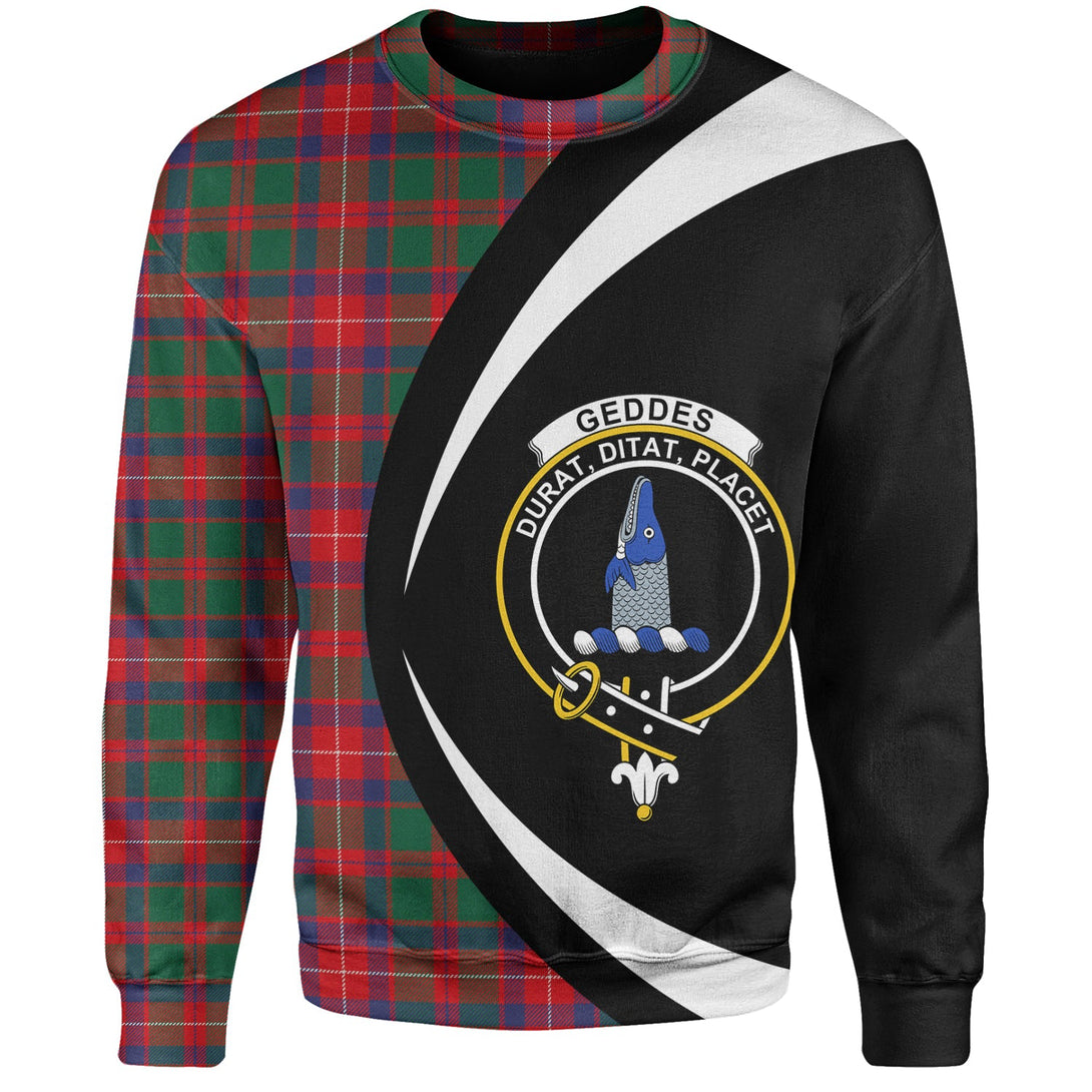 Geddes Modern Clan Badge Tartan Sweatshirt Circle Style Personalized