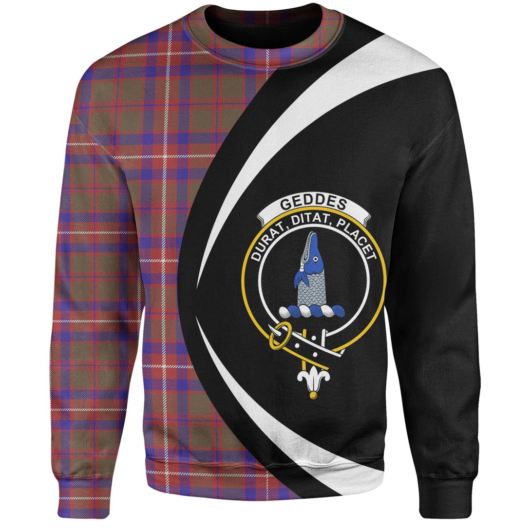 Geddes Weathered Clan Badge Tartan Sweatshirt Circle Style Personalized