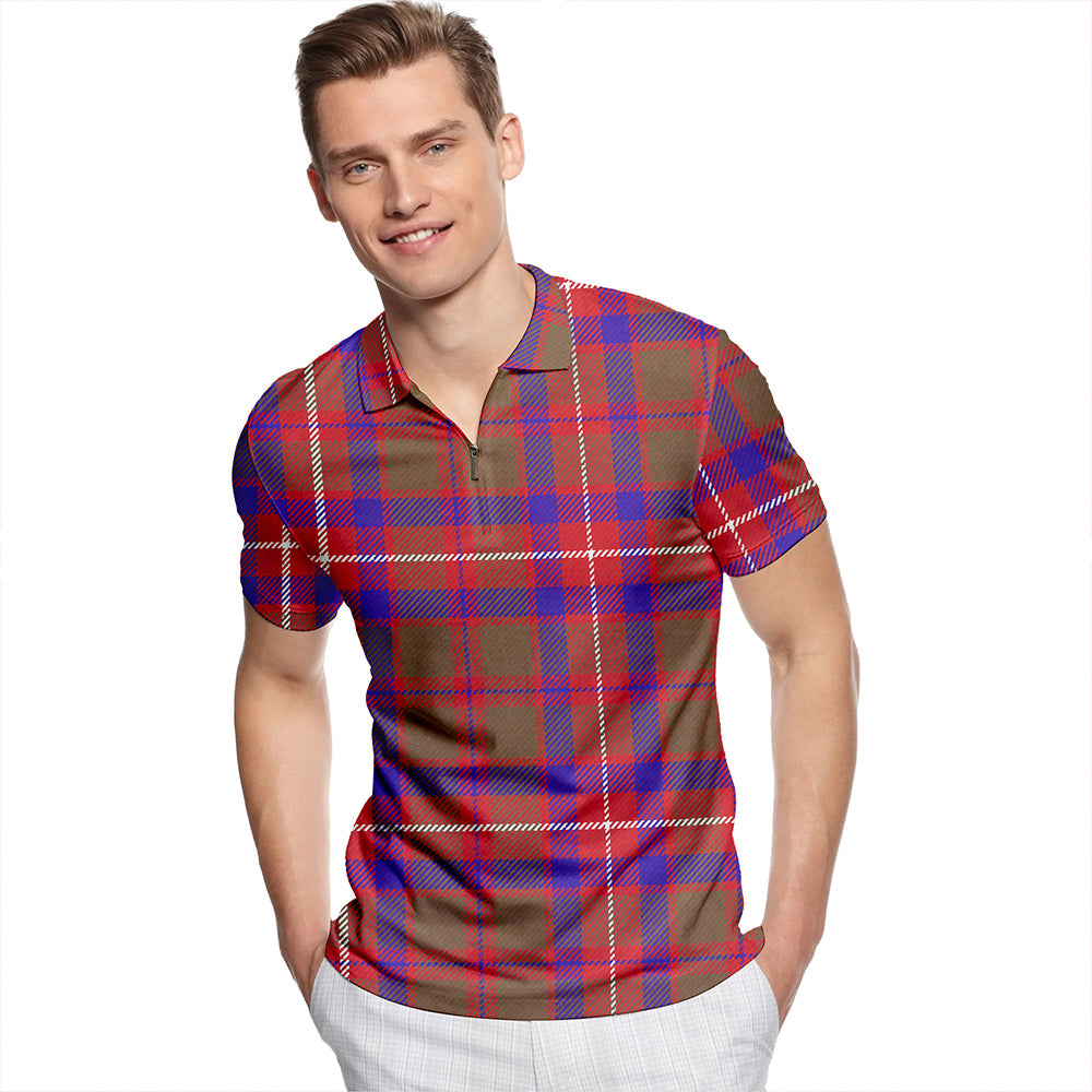 Geddes Weathered Tartan Classic Lapel Zip Short Sleeve Polo